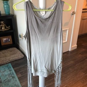 White Crow Distressed Fringe Tank - Size Large